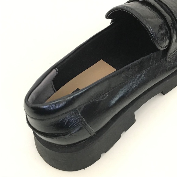 DOLCE VITA Evanka Black Lug Sole Loafer Crinkle Patent Women’s Size 6.5 - Picture 4 of 16